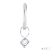 1/3 ctw Bezel Set Princess Cut Diamond Huggie Earrings in 10K White Gold